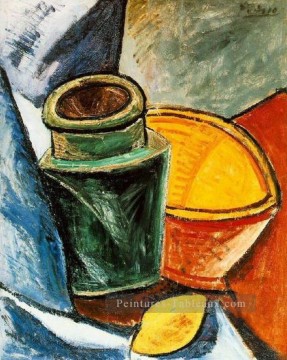 Cruche bol et citron 1907 Cubisme Peinture à l'huile